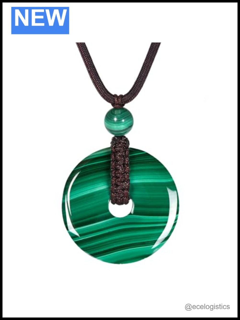 Genuine Malachite Stone Pendant Necklace Adjustable Cord Chakra Healing